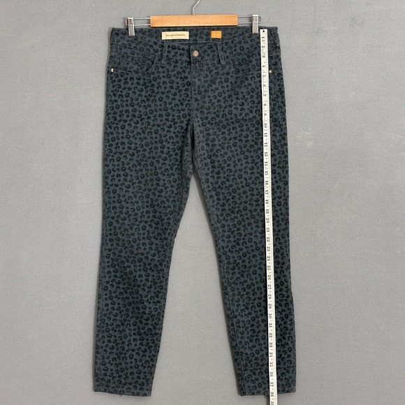 Pilcro Womens Jeans 31 Stet Teal Blue Flocked Velvet Leopard Animal Boho Western - Picture 8 of 16